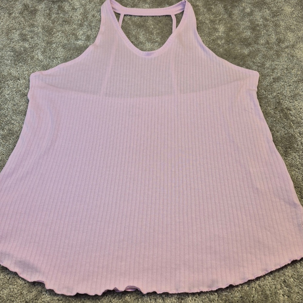 Nike Dri-FIT Ribbed Tank Top Sz XL Lilac Purple Lettuce Edge Racerback High Neck